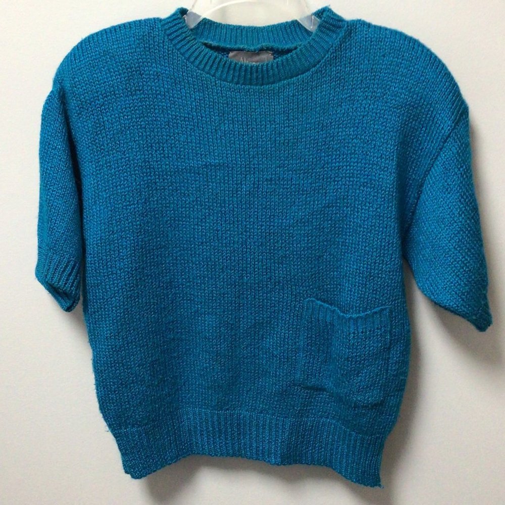 Alison J. -  Vintage Teal short sleeve pullover sweater